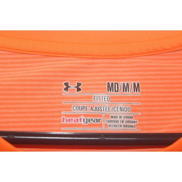 UNDER ARMOUR Women’s Medium Polyester T-Shirt, Orange heatgear Tee - Picture 7 of 9